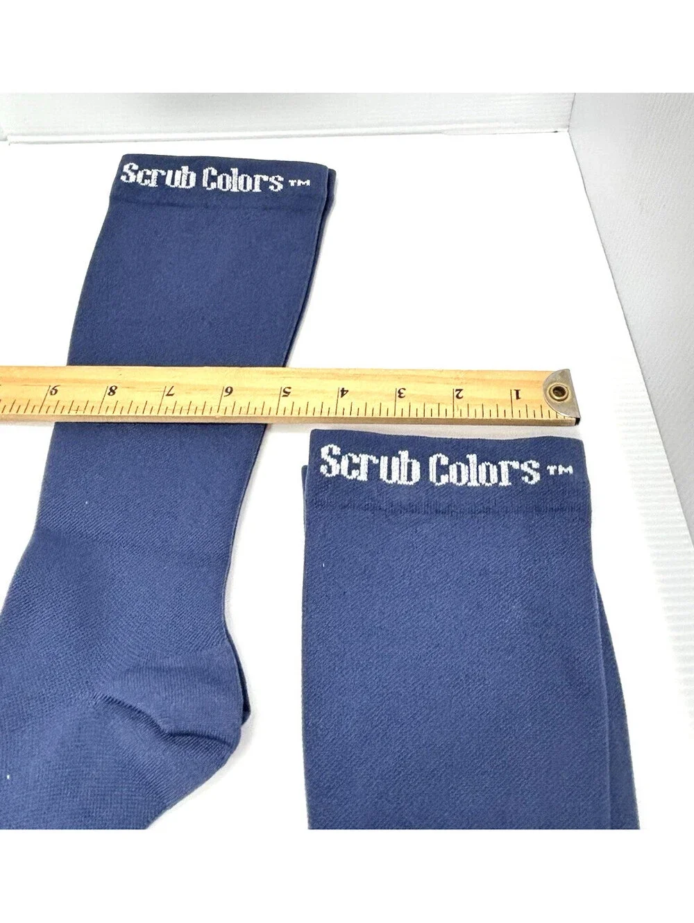 2 Pairs Scrub Colors Crew Socks Navy Blue Comfort Compression Athletic Socks